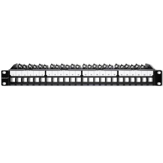 Obrázok pre Qoltec 54516 Patch panel pro 19'' rack | 24 portů | 1U | UTP | Černá