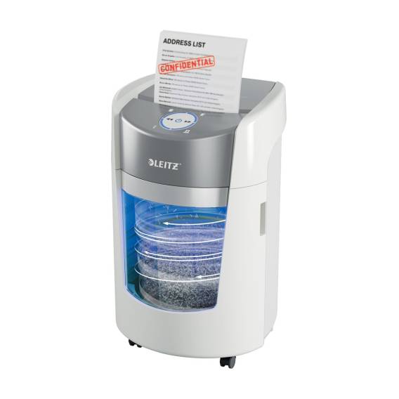 Obrázok pre Leitz IQ OptiMax Small Office 350 skartovačka Na malé částice 58 dB 22,3 cm Šedá, Bílá