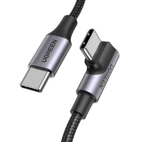 Obrázok pre Ugreen Kabel US334 70643 USB-C (úhlový) / USB-C (rovný) 100 W PD 1 m – černý