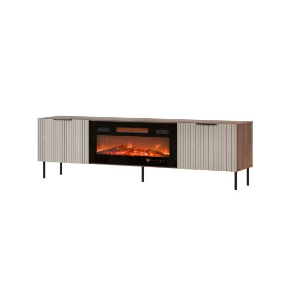 Obrázok pre Skříňka na televizi ALMERA 180,5x42x52,5 ořech/kašmír + krb černý