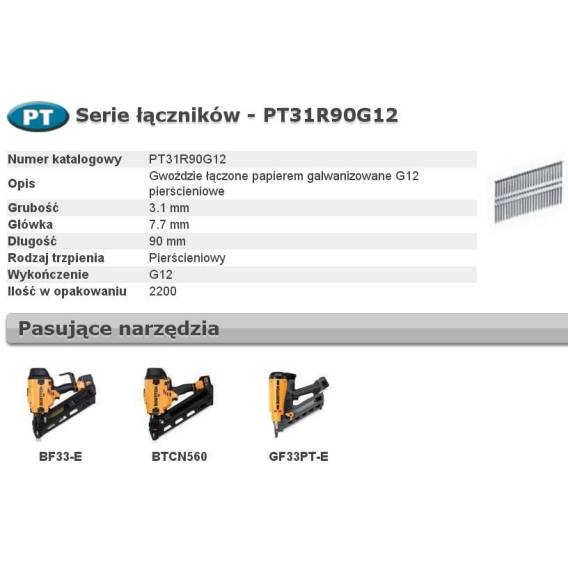 Obrázok pre BOSTITCH NAILS PT 33' 90mm RING GAL