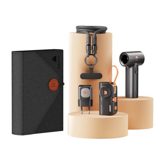 Obrázok pre Havit STK011 EU Travel Set - sada (cestovní nabíječka + powerbanka + kabel USB-C + ruční ventilátor)