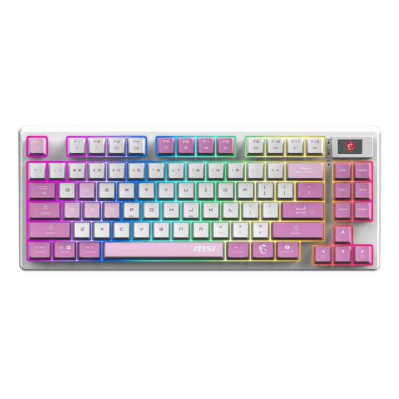 Obrázok pre MSI FORGE GK600 TKL WIRELESS VIOLET klávesnice Hraní USB + Bluetooth QWERTY Britská angličtina Růžová, Fialová, Bílá