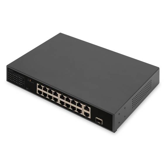 Obrázok pre Digitus DN-95355 síťový přepínač Nespravované Gigabit Ethernet (10/100/1000) Podpora napájení po Ethernetu (PoE) 1U Černá