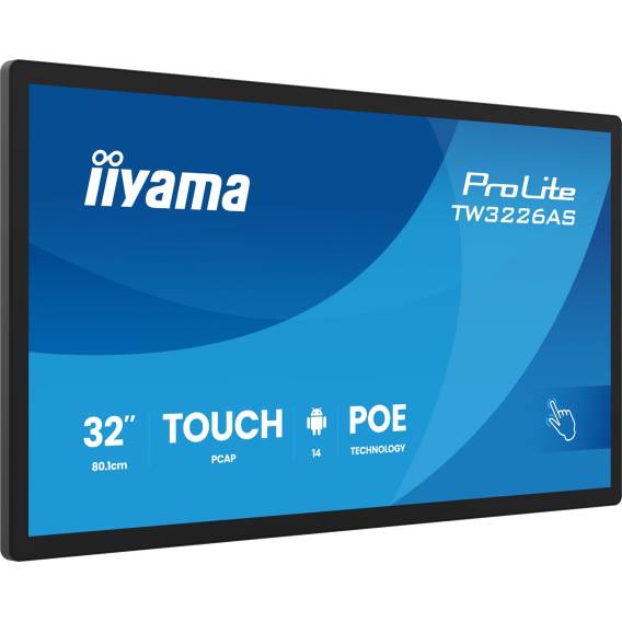 Obrázok pre iiyama TW3226AS-B3P sdělovací displej Stánkový design 80 cm (31.5") LED Wi-Fi 430 cd/m² Full HD Černá Dotyková obrazovka Zabudovaný procesor Android 24/7