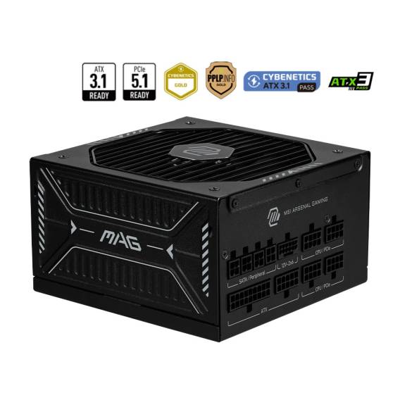 Obrázok pre MSI MAG A850GLS PCIE5 napájecí zdroj 850 W 24-pin ATX ATX Černá