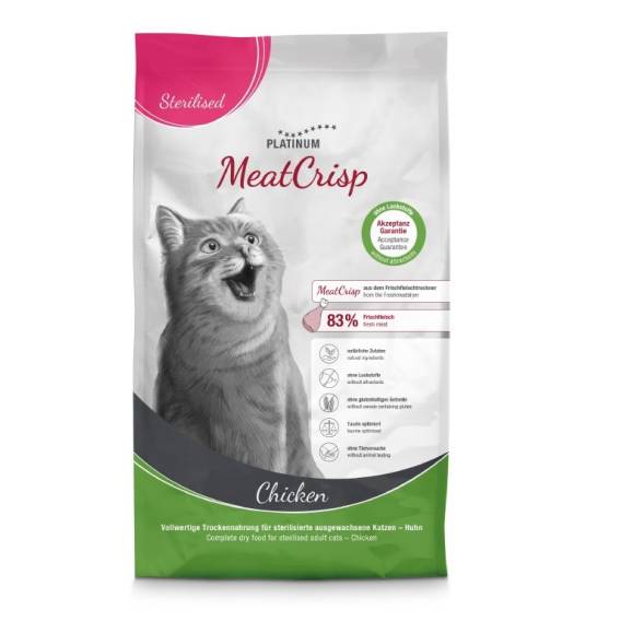 Obrázok pre PLATINUM MeatCrisp Sterilised Chicken - suché krmivo pro kočky - 1,5kg