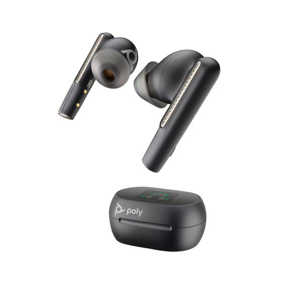 Obrázok pre HP Poly Karbonově černá špuntová sluchátka Poly Voyager Free 60+ UC M + adaptér BT700 USB-C + nabíjecí pouzdro s dotykovou obrazovkou