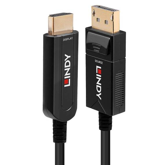 Obrázok pre Lindy 38490 adaptér k video kabelům 10 m DisplayPort HDMI Typ A (standardní) Černá