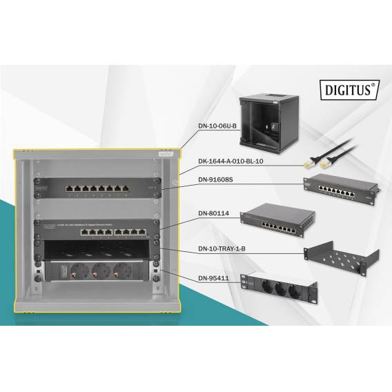 Obrázok pre Digitus DN-10-SET-1-B rack 6U Nástěnný regál Černá
