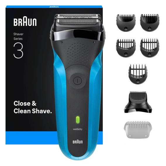 Obrázok pre Braun Series 3 310BT Planžetový holicí strojek Zastřihovač Černá, Modrá