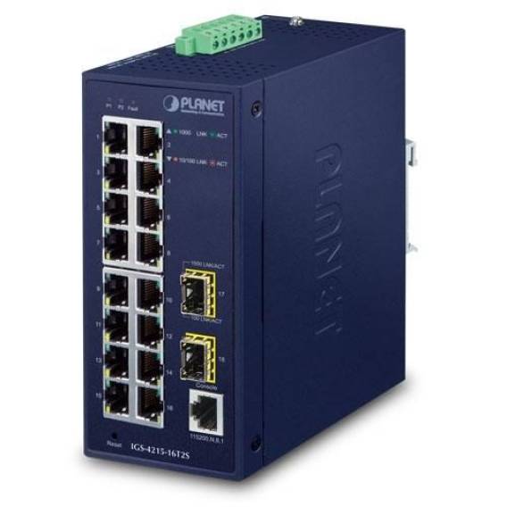 Obrázok pre PLANET IGS-4215-16T2S síťový přepínač Řízený L2/L4 Gigabit Ethernet (10/100/1000) Modrá