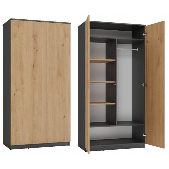Obrázok pre Topeshop SD-90 ANT/ART KPL skříň/šatník do ložnice 7 police/polic 2 dveře/dveří