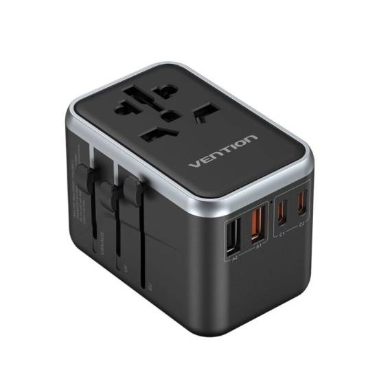 Obrázok pre Cestovní adaptér a nabíječka Vention 65 W GaN 2x USB-A 2x USB-C