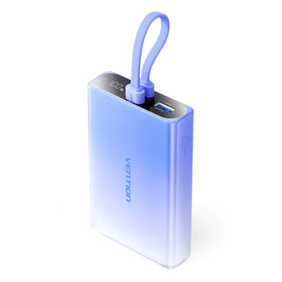 Obrázok pre Powerbank Vention 10000mAh s LED displejem, USB-C + Lightning + USB-A, 22,5 W (modrá)