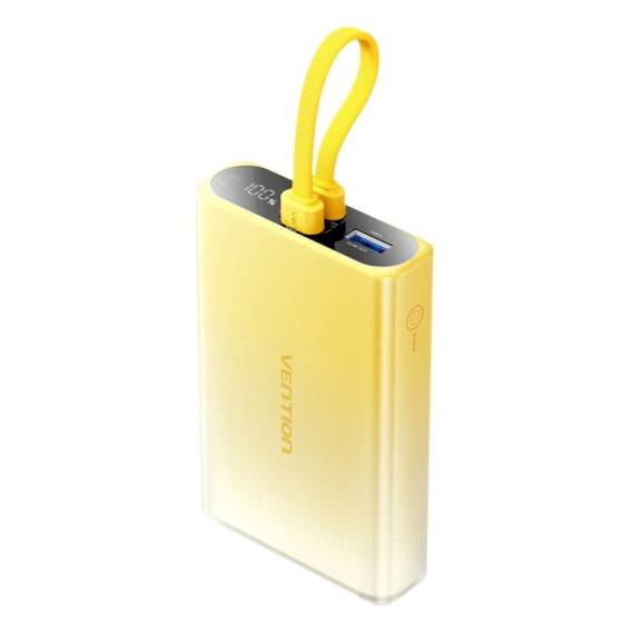 Obrázok pre Powerbank Vention 10000mAh s LED displejem, USB-C + Lightning + USB-A, 22,5 W (žlutá)