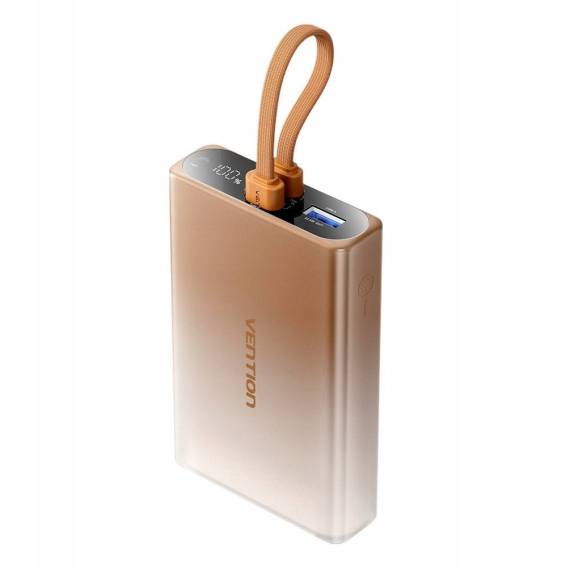 Obrázok pre Powerbank Vention 10000mAh s LED displejem, USB-C + Lightning + USB-A, 22,5 W (měděný)