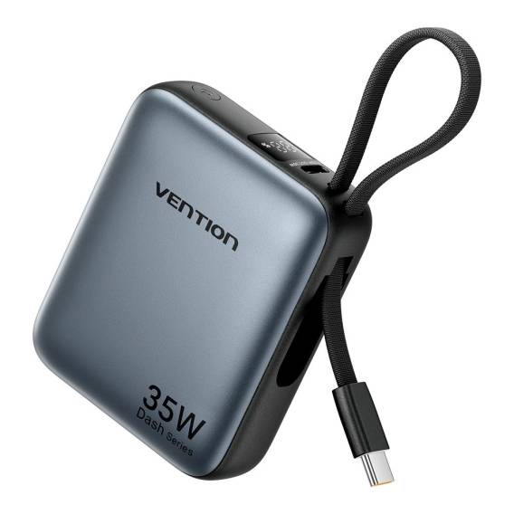 Obrázok pre Vention 10000mAh 35W - powerbank s kabelem USB-C (šedá)