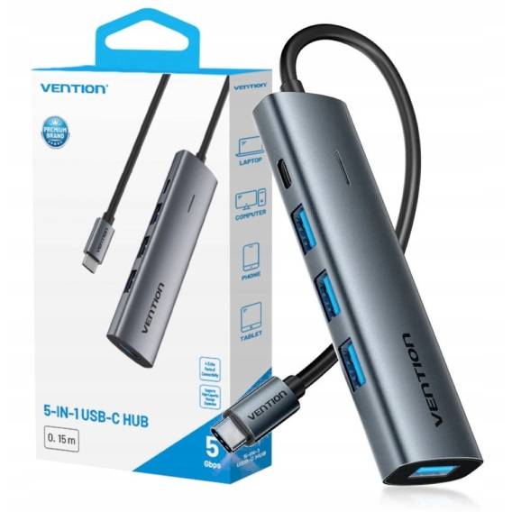 Obrázok pre Hub 5v1 USB-C 3.0 Vention 0.15m