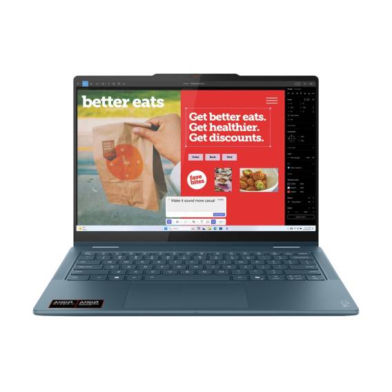 Obrázok pre Lenovo Yoga 7 2-in-1 14AKP10 Copilot+ PC AMD Ryzen AI 5 340 Hybridní (2v1) 35,6 cm (14") Dotyková obrazovka WUXGA 16 GB LPDDR5-SDRAM 512 GB SSD Wi-Fi 7 (802.11be) Windows 11 Home Modrozelená