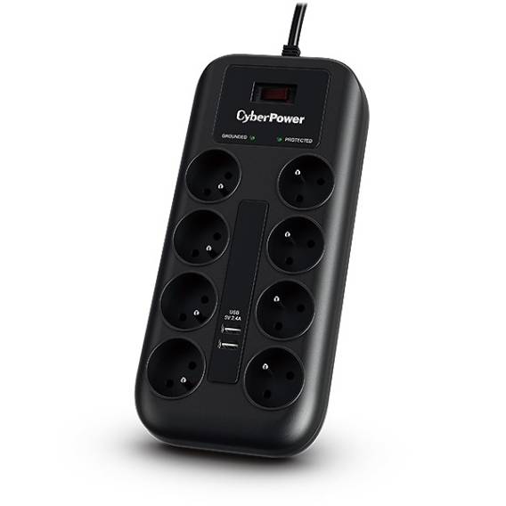 Obrázok pre CyberPower Tracer III P0820SUF0-FR přepěťová ochrana Černá 8 AC zásuvky / AC zásuvek 200 - 250 V 1,8 m