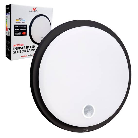 Obrázok pre LED lampa s pohybovým senzorem Maclean, PIR senzor, černá barva, 10 W, IP65, 1000 lm, neutrální barva, MCE525 B