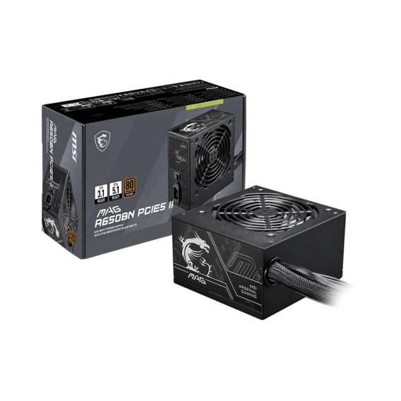 Obrázok pre MSI MAG A650BN PCIE5 II napájecí zdroj 650 W 20+4 pin ATX ATX Černá