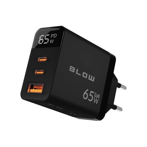 Obrázok pre LCD nástěnná nabíječka USB zásuvka + USB-Cx2 PD 65W GAN černý wattmetr