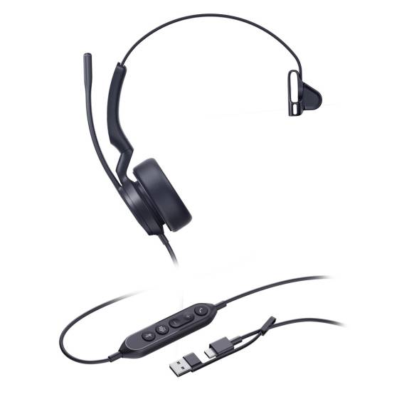 Obrázok pre Yealink UH44 Mono Teams USB-C/A Sluchátka s mikrofonem Kabel Přes hlavu Kancelář / call centrum USB Type-C / USB Type-A Černá