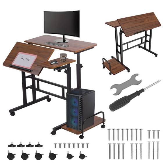 Obrázok pre Maclean mobile laptop desk, black, 80x60cm, 50kg max, reg. height 67-115cm, MC-124 B