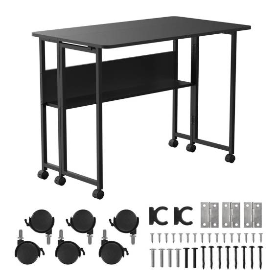 Obrázok pre Folding desk table Maclean, black, mobile 100x58cm, max. 50kg, MC-126 B