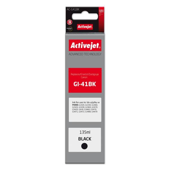 Obrázok pre Activejet AC-G41Bk Láhev s inkoustem pro tiskárnu Canon, náhrada za Canon GI-41BK 4528C001; Supreme; 135 ml; černá