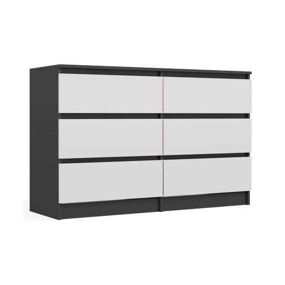 Obrázok pre M6 MALWA KOMODA 120 CM 6 ZÁSUVEK ANTRACIT/BÍLÁ