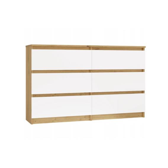 Obrázok pre M6 MALWA KOMODA 120 CM 6 ZÁSUVEK DUB ARTISAN/BIEL