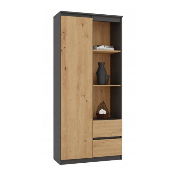 Obrázok pre Topeshop RS-80 BILY ANTRACYT/DĄB ARTISAN kancelářská skříň