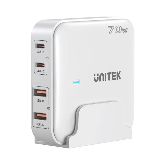 Obrázok pre Síťová nabíječka GaN - Unitek P1228AWH01-EU | 70W 2x USB-C 2x USB-A