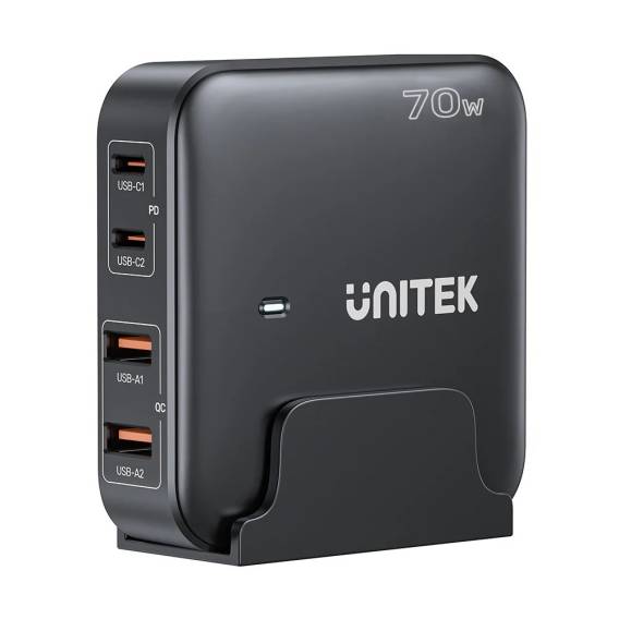 Obrázok pre Síťová nabíječka GaN - Unitek P1228ABK01-EU | 70W 2x USB-C 2x USB-A