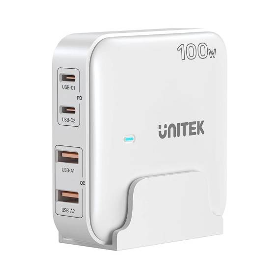 Obrázok pre Síťová nabíječka GaN - Unitek P1229AWH01-EU | 100W 2x USB-C 2x USB-A
