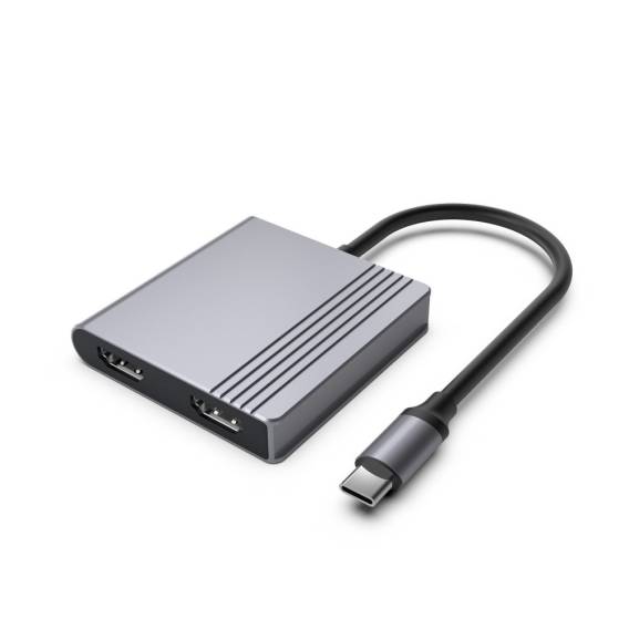 Obrázok pre Gembird A-CM-COMBO3-04 Víceportový adaptér USB typu C 3 v 1 (2x USB port + 2x HDMI + PD), vesmírně šedý