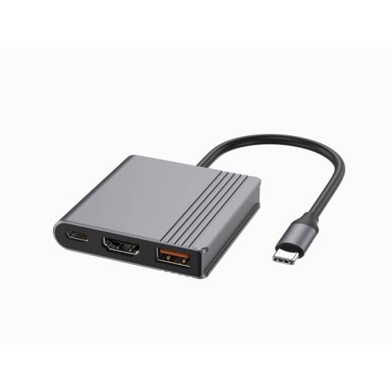 Obrázok pre Gembird A-CM-COMBO3-05 Víceportový adaptér USB typu C 3 v 1 (USB port + HDMI + USB-C video), vesmírně šedý