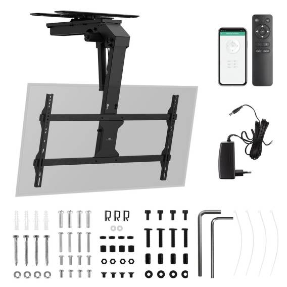 Obrázok pre Elektrický držák pro televizor Maclean, stropní, držák Tuya, max. VESA 800x400, nastavitelný +90°~-90°, pro TV 43-86", max. 45 kg, MC-109 T