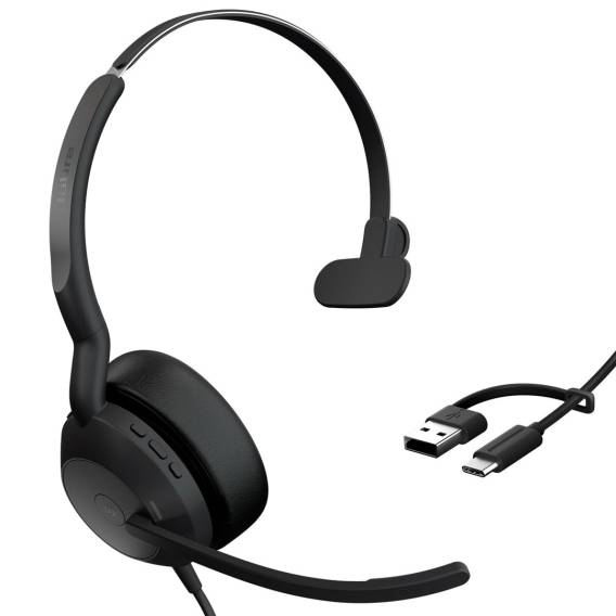 Obrázok pre Jabra Evolve2 50 Sluchátka s mikrofonem Kabel Přes hlavu Kancelář / call centrum USB Type-C / USB Type-A Bluetooth Černá