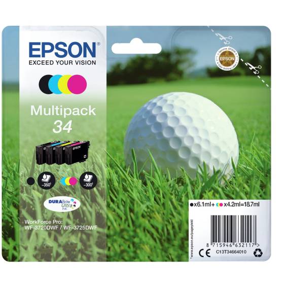 Obrázok pre Epson Golf ball Balíček čtyř inkoustů 34 Golfový míček DURABrite Ultra