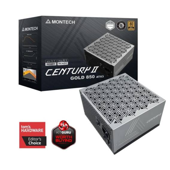 Obrázok pre Montech CENTURY II napájecí zdroj 850 W 20+4 pin ATX ATX Stříbrná, Černá