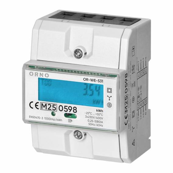 Obrázok pre ORNO 3-FAZOWY LICZNIK 80A 3 MODUŁY