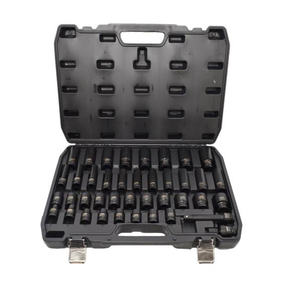 Obrázok pre AWTOOLS ZESTAW NASADEK UDAROWYCH 1/2" 40cz. KRÓTKIE I DŁUGIE BLACK LINE