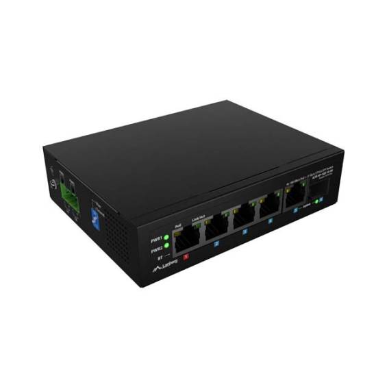 Obrázok pre SWITCH LANBERG ILFE-4P-1GE-1S-90 LIGHT INDUSTRIAL POE 1XBT 3XAT SFP+ETH DIN FAST ETHERNET