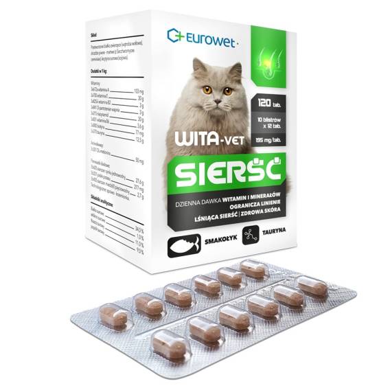 Obrázok pre EUROWET Wita-Vet Coat - doplňky stravy pro kočky - 120 tablet