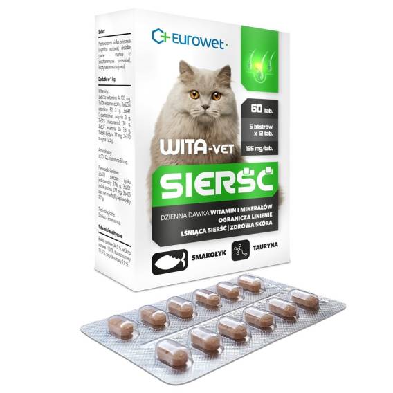 Obrázok pre EUROWET Wita-Vet Coat - doplňky stravy pro kočky - 60 tablet