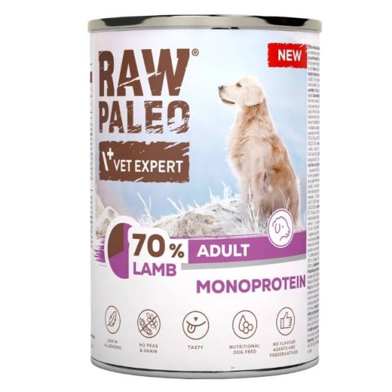Obrázok pre VETEXPERT Raw Paleo Mono Jehněčí - vlhké krmivo pro psy - 400g